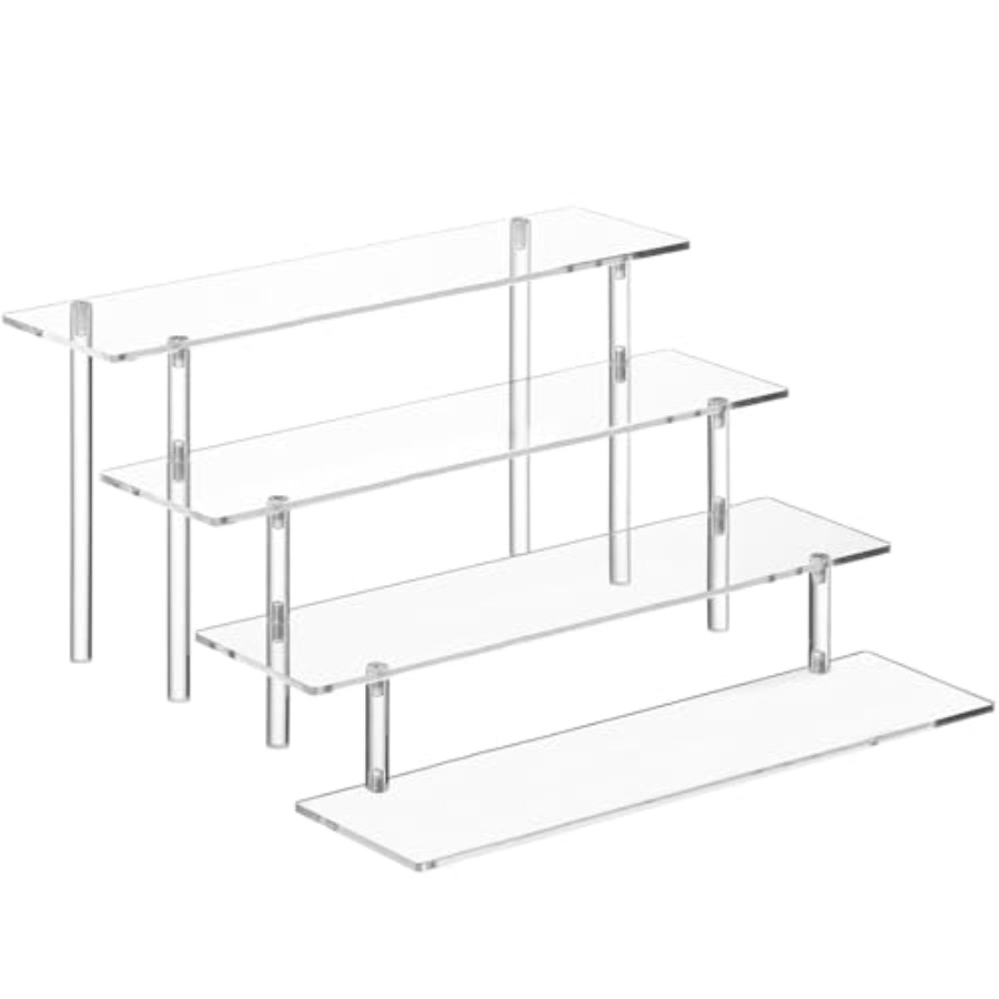 Display Risers Set - ชั้นวางอะคริลิค 4 ชั้นสำหรับจัดเก็บน้ำหอม, ชั้นวางโชว์แบบใสสำหรับน้ำหอม, โคโลญจน์, เครื่องสำอาง,