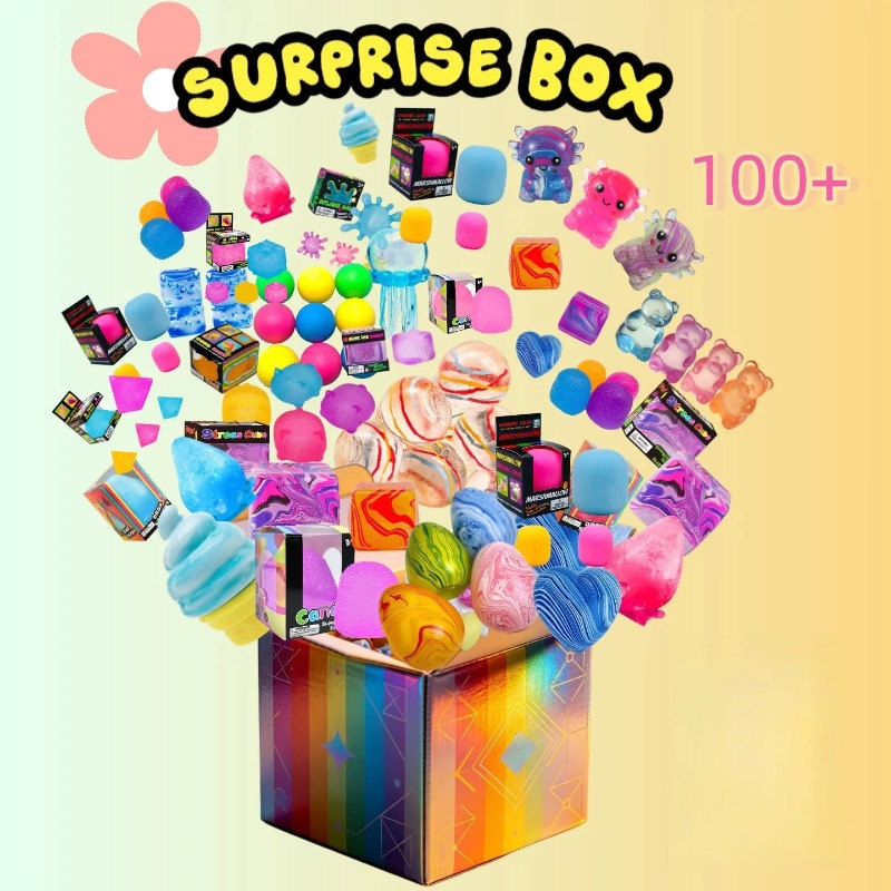 Mystery Box Blind Bag - สินค้าขายดี กล่องสุ่มของเล่นบีบสุดน่ารัก รูปทรงลูกบาศก์และสัตว์ทะเล ของเล่นบีบคลายเครียด 1 ชิ้น